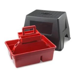 Miller Mfg. - Plastic Dura Tote Box And Step Stool - Black Red