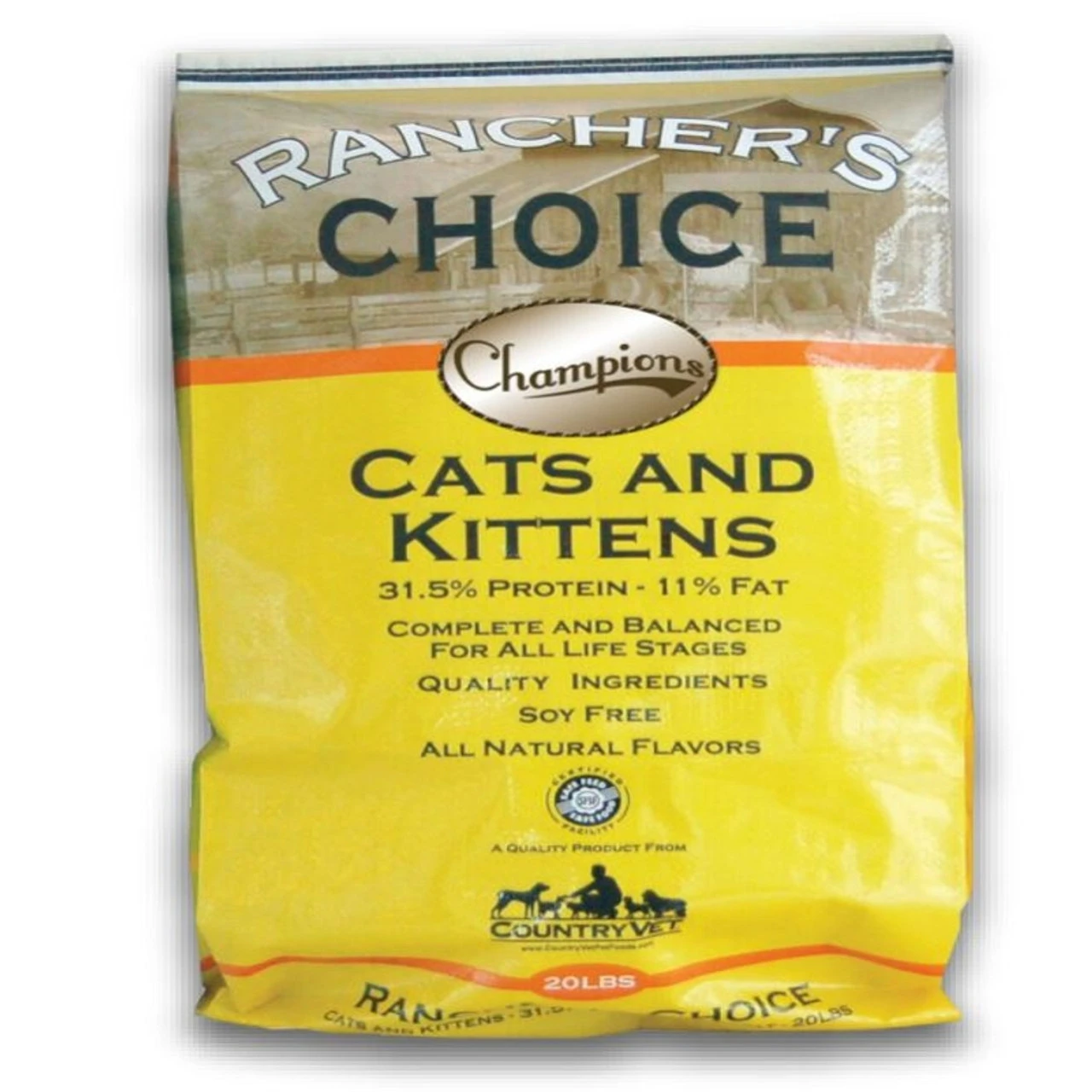 Country Vet Rancher's Choice Champions Cats & Kittens Soy-Free Cat Food - 20 Lbs.