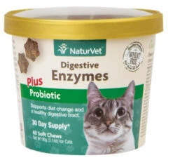 NaturVet Digestive Enzymes Plus Probiotics For Cats - 60 Soft Ch
