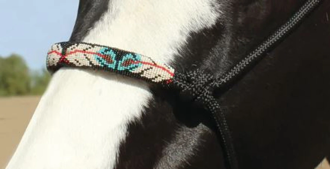 Professional's Choice Black & Feather Beaded Rope Halter - Image 2