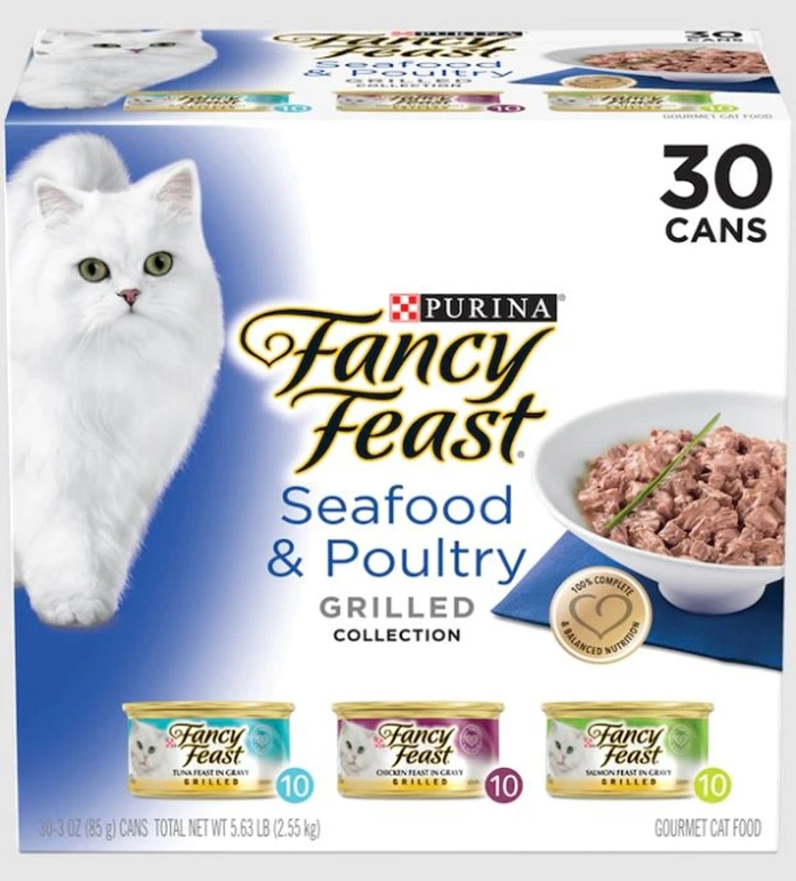 Purina Fancy Feast Grilled Seafood And Poultry Wet Cat Food Variety Pack 30ct
